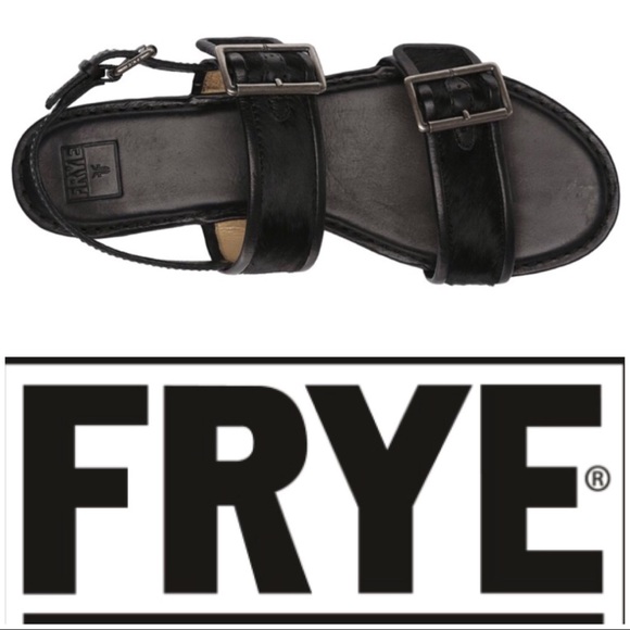 Frye Shoes - Black Leather & Calf hair Philip Buckle sandals